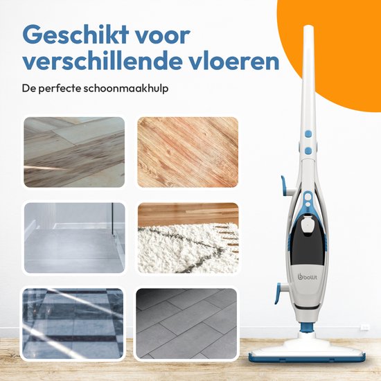 BOLLIT 16 in 1 Stoomreiniger 1500W - Handstomer - Tapijtreiniger - Vlekkenreiniger- Stoomreinigers - Handstoomreiniger - Vloerreiniger - Stoommop - Stoomdweil - Vloer, Bank, Badkamer, en Tapijt Reinigen