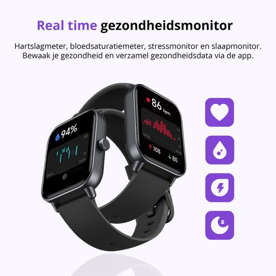 Maoo Boost 2 Smartwatch Dames & Heren – Volledige Belfunctie, WhatsApp & App-Notificaties – Hartslag, SpO₂, Slaapmonitor – Stappenteller, Calorieënteller – Multisport – IP68 Waterdicht – Android & iOS – Zwart