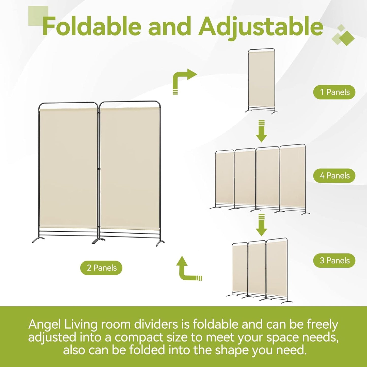 Angel Living Kamerscherm 2 Panelen - 162 x 180 cm - Beige