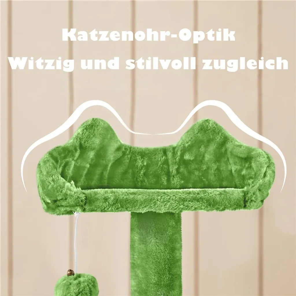 Yaheetech Krabpaal met 3 Ligplatforms en 2 Slaapgrotten - Groen - 49 x 49 x 139 cm
