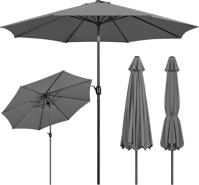 Yaheetech Rechthoekige Parasol 196,5 x 147 x 227 cm - Kantelbaar met Zwengel - Grijs