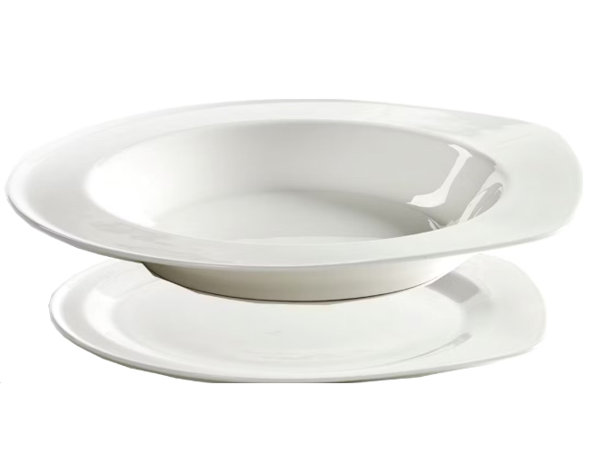 Serax – Bordenset met XL-Bord en Diep Bord – 32,7 cm & 25,1 cm – Met Modern Minimalistisch Design & Ruime Formaten – Voor Diner en Presentatie – Wit Porselein