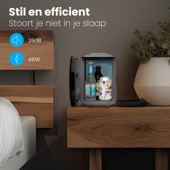 Auronic Mini Koelkast 4 Liter – Voorzien Van Koel- En Verwarmfunctie En USB-aansluiting En 12V Autostekker – Voor Skincare En Drankjes – Zwart Kunststof – 19 x 25 x 27,7 cm