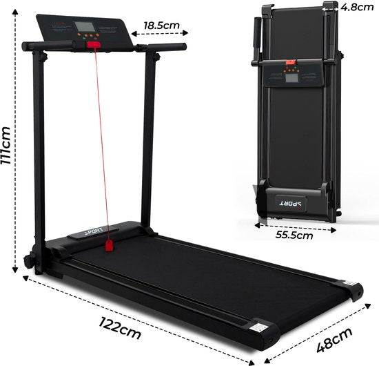 Fitby Loopband - Loopband inklapbaar - Walking Pad - Wandelband - 1-10km/u - LED scherm - Zwart