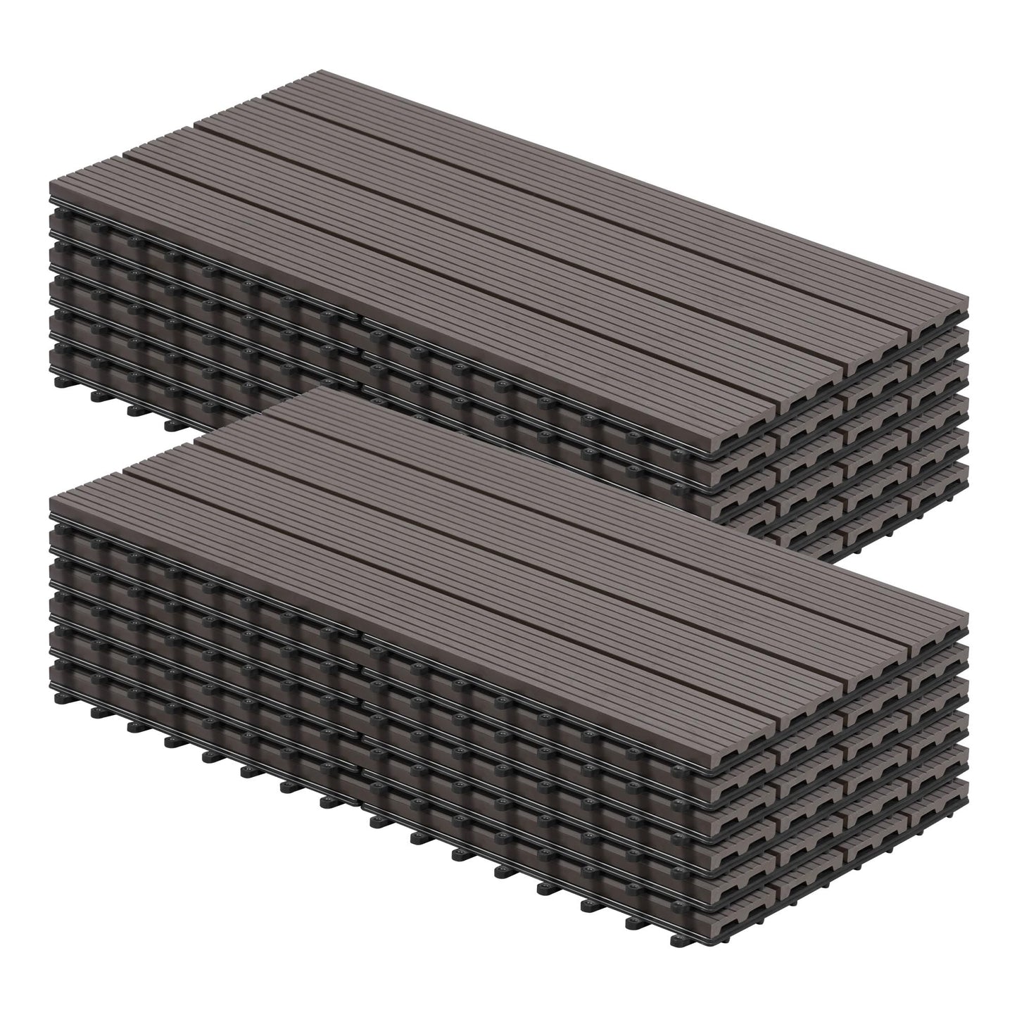 WOLTU WPC terrastegels - houtlook - klik systeem - 30 x 60 cm - koffiebruin - 12 stuks 2 m2