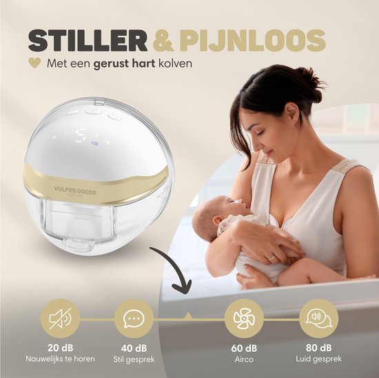 Vulpes Goods® BabyCare - Handsfree Borstkolf - Elektrische Draadloze Borstkolf – Dubbele Borstkolf - Draagbaar & Handsfree - BPA vrij - Met 60 Moedermelk bewaarzakjes, Reistas, Tepelmaat meter & Borstschildverkleiners - PRO versie