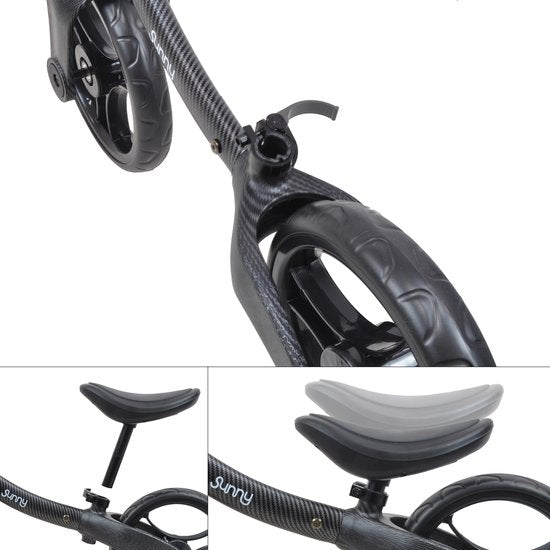 Sunny Balance Bike 3000 Metalen Loopfiets - Vanaf 2 jaar - Verstelbaar zadel - Carbon Fiber Look