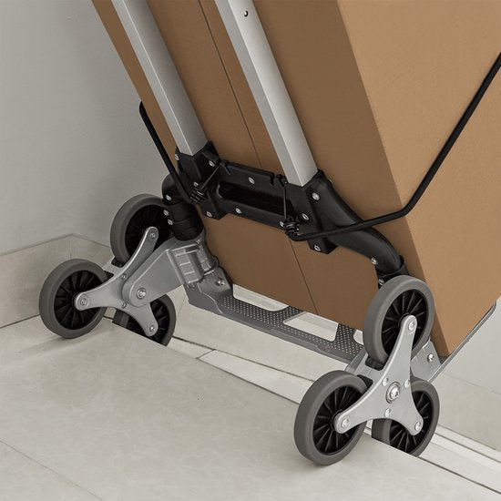 Juskys – Trappensteekwagen Inklapbaar – 80 kg & Telescoopgreep – Voorzien Van 3+3 Wielsysteem En Expanderkabels – Voor Verhuizing En Transport – Zilver Aluminium