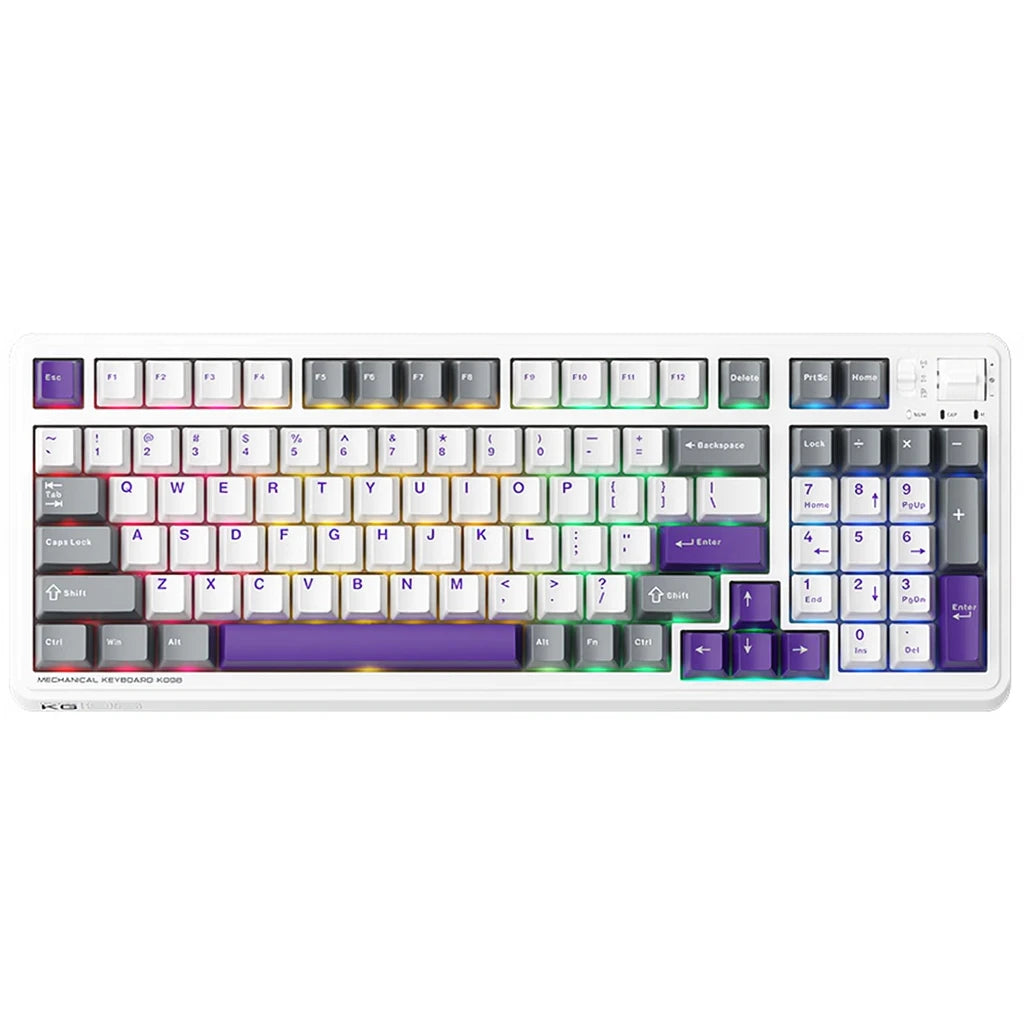 Machenike KG98 mechanisch gamingtoetsenbord - US QWERTY - paars/goud