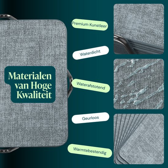 Castagnola Kunstlederen Onderzetters – Onderzetters voor Glazen – Design Onderzetters met Houder – Leren Onderzettersset met metalen houder – Leder – Set van 10 - Gemêleerd Blauw - 10x10cm