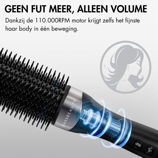 Sansbeauté® Wet-2-Dry Föhnborstel - Multistyler - Airstyler - Haarborstel - Krulborstel - Haarborstel - Stijlborstel - Warmteborstel - Volume en Krullen - Roterende Kabel