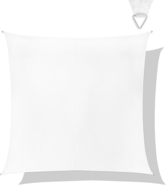 VONROC Premium Schaduwdoek - Vierkant - 360x360 cm – Waterafstotend - Wit – Incl. Opbergtas en bevestigingskoord