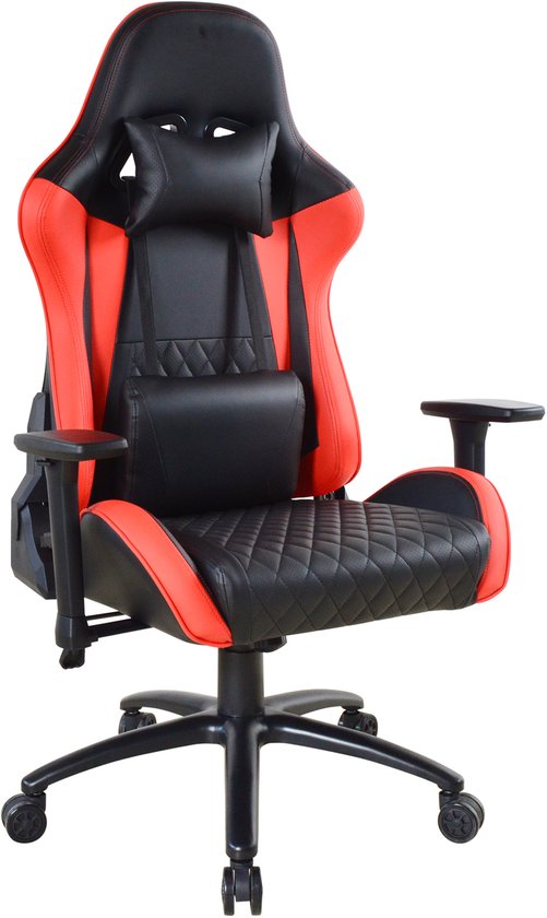 VDD Gaming - Gamestoel - Game Stoel - Gamestoelen - Gamestoel met brede zit - Gamestoel voor grote mensen - rood - zwart - 150kg limiet