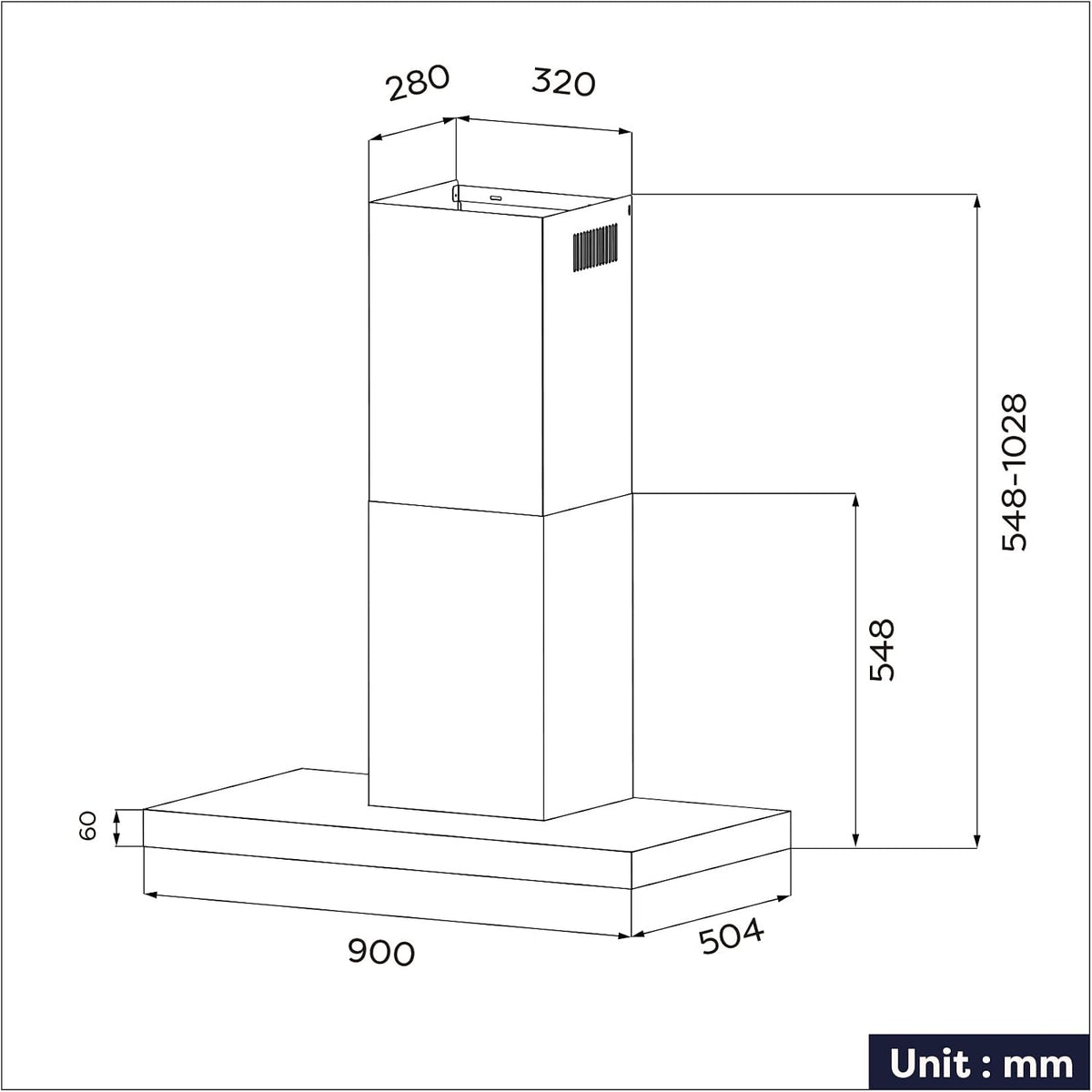 Ciarra CBCB9102 Afzuigkap 90 cm - 650 m³/h - 4 Snelheden met Booster - Wifi & Touch Control - Recirculatie - Zwart