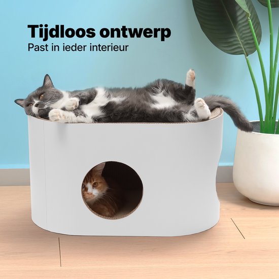 Jake and Jacky Krabkarton voor Katten - Kattenhuis Karton - Krabpaal Karton - Krabmand - Krabplank - Krabmeubel - Kartonnen Krabmat - Kattenmand - Kattenbed - 60x34x34cm