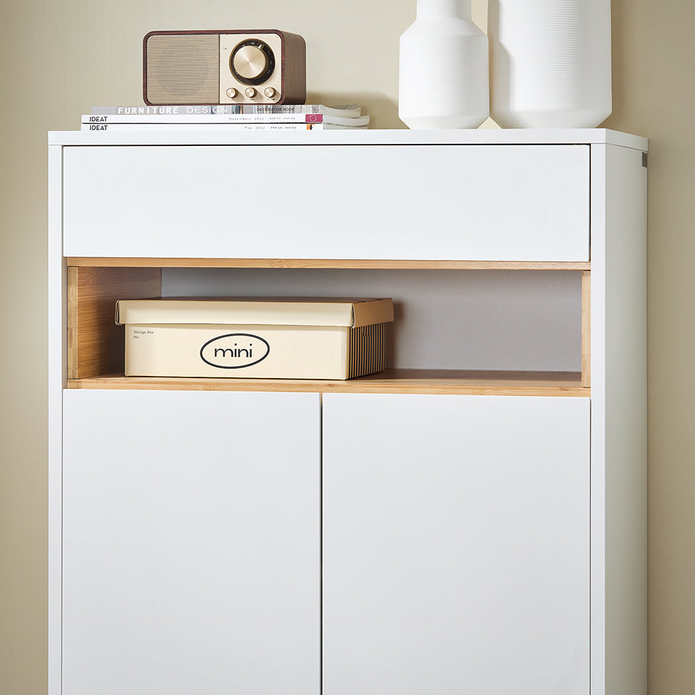 SoBuy FSB97-WN Multifunctionele opbergkast grijs 60x34x85cm met laden, verstelbare planken en dubbele deuren