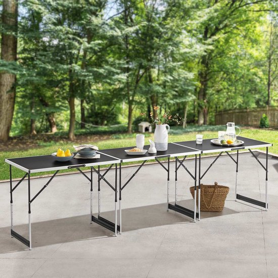 3 stuks Aluminium Vouwtafel / Klaptafel / Campingtafel - Multifunctioneel - Zwart