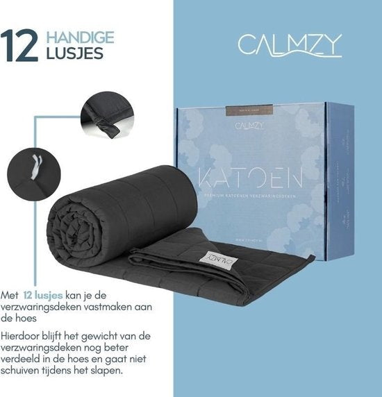 Calmzy Verzwaringsdeken - 9 kg Gewicht - 150 x 200 cm - 1 Persoons - Donkergrijs