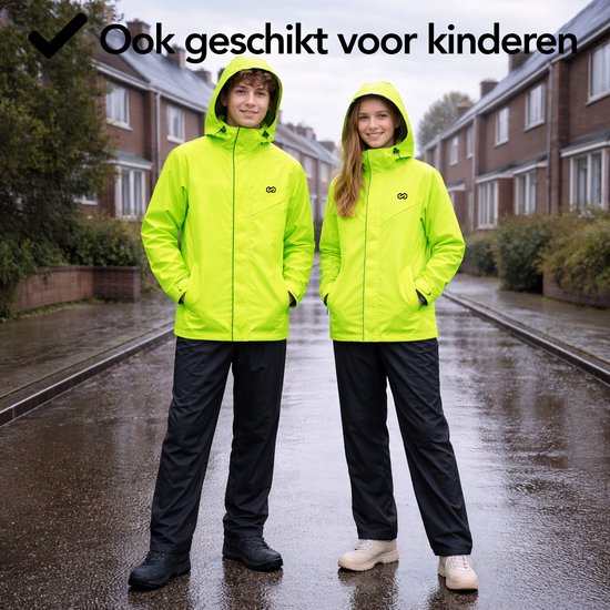 Infinity Goods Regenpak Nikki - Dames & Heren - Maat XXXL - Waterdicht & Ademend - Reflecterend - Fluo Geel