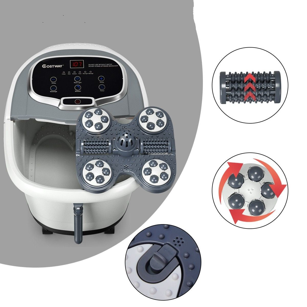 Coast Massage Voetenbad - Elektrisch Voetbad - 6 Massagerollen - 37,5 x 46 x 38,5 - Wit