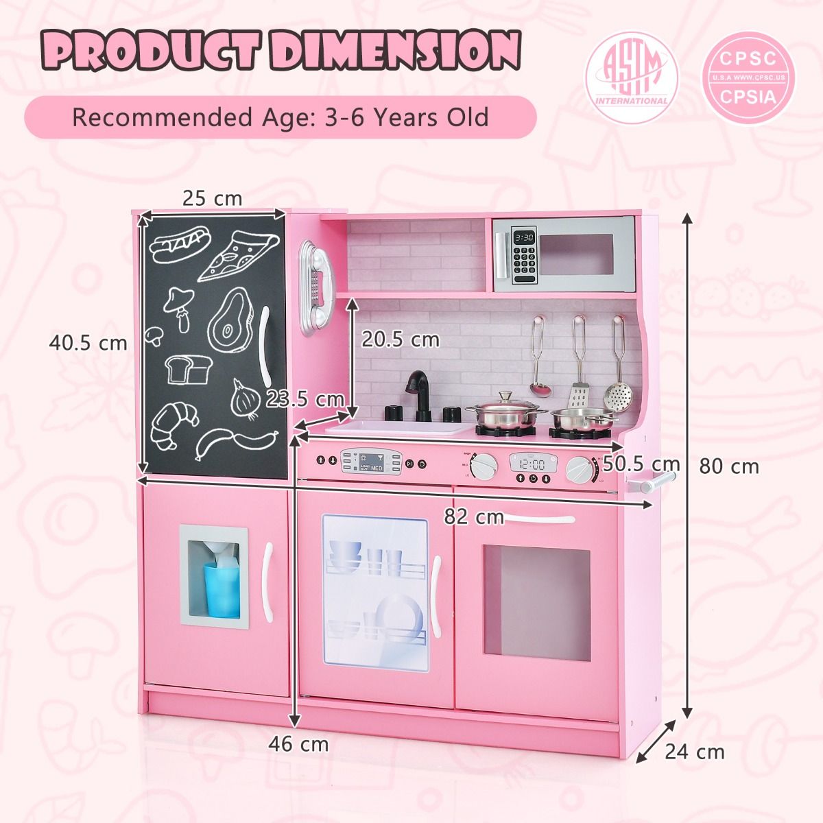 Coast Kinderkeuken - complete speelkeuken met accessoires - magnetron, ijsmachine, vaatwasser en oven - roze
