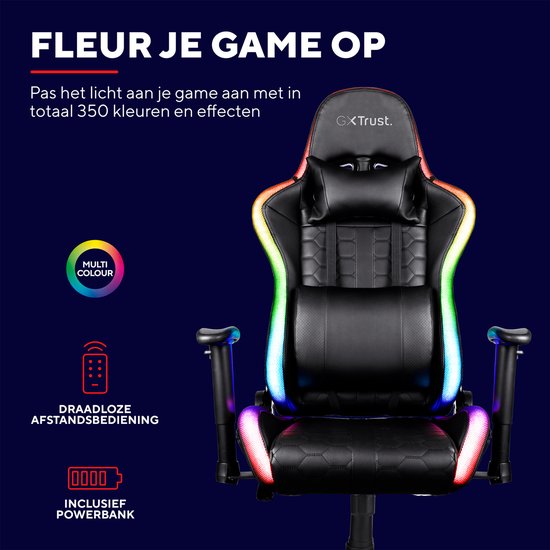 GXT 716 Rizza Gamingstoel met RGB-Verlichting - 68 x 53 x 135 cm