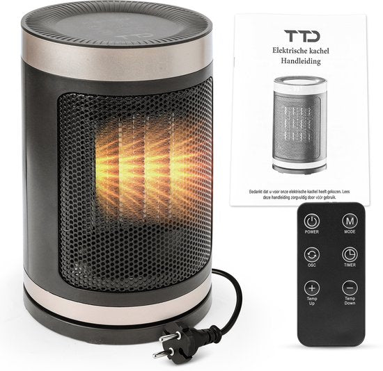 TTD Elektrische kachel 1500 W - Keramische PTC-verwarming - 70° oscillatie - 15 tot 40 °C - Rond model