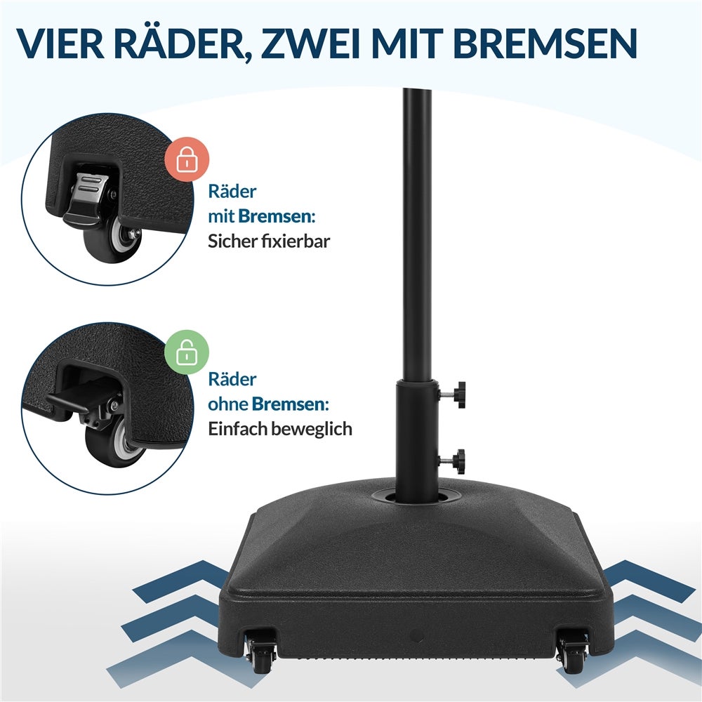 Yaheetech Parasolvoet - Vulbaar 37L - 4 Wielen - 2 Vergrendelbaar - Zwart