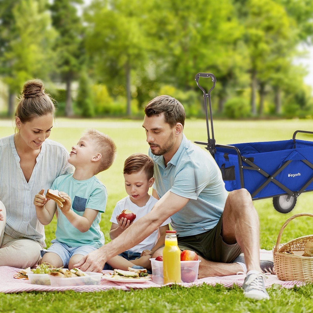 LifeGoods Bolderkar - Opvouwbaar - Draaibare wielen - 2 Standen - 70KG Draagkracht - Blauw