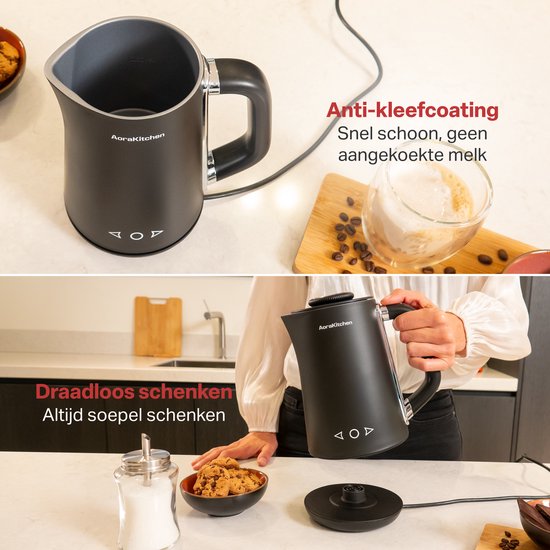 AoraKitchen Melkopschuimer Elektrisch - 5-in-1 - Melkschuimer - 500ML - Touch - Melkopschuimers