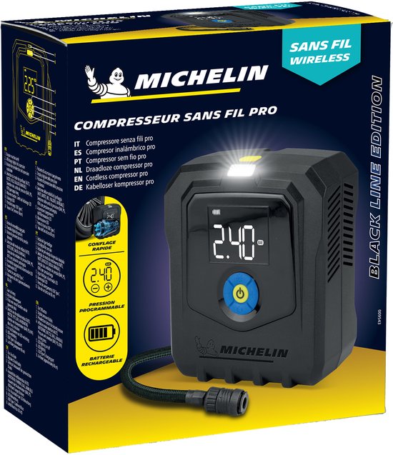 Michelin Elektrische Oplaadbare Bandenpomp - Draadloze compressor - Instelbaar op gewenste druk - Tot 10 bar - met LED-licht - Voor autobanden, fietsbanden, sportballen & opblaasartikelen