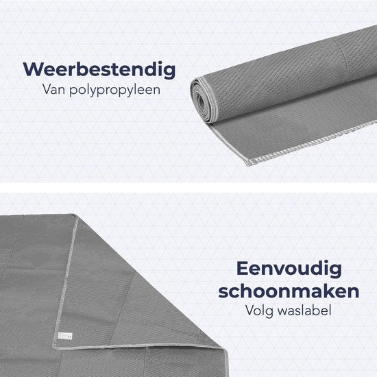 LifeGoods Buitenkleed - 274x350CM - Vloerkleed - Tuintapijt - Buitentapijt - Incl. Draagtas - Grijs