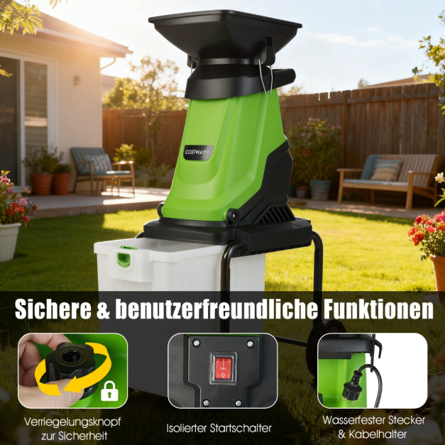 Coast Elektrische Tuinhakselaar 3000 W – Takken tot 45 mm – 50 L – Groen