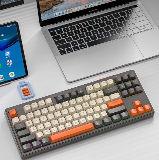 M87 Draadloos RGB Gaming Toetsenbord - 87 toetsen - BT5.0/2.4G - PBT Ball Keycaps - Shimmer