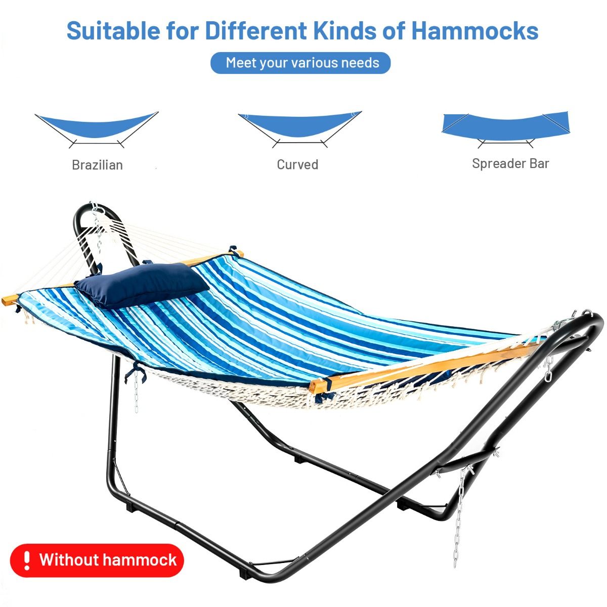Coast Hangmatstandaard - Max. 200 kg - 270 x 100 x 110 cm - Zwart