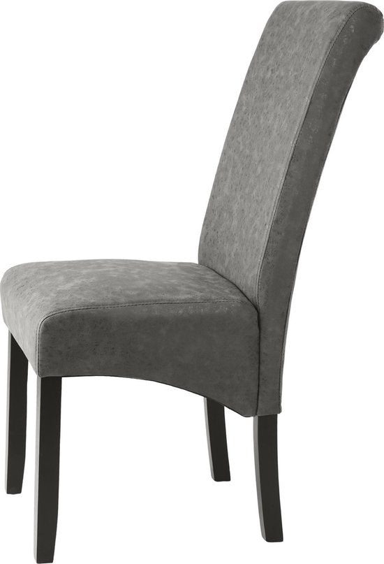 tectake® - 2 eetkamerstoelen met ergonomische zitvorm - grijs gemarmerd - 403627