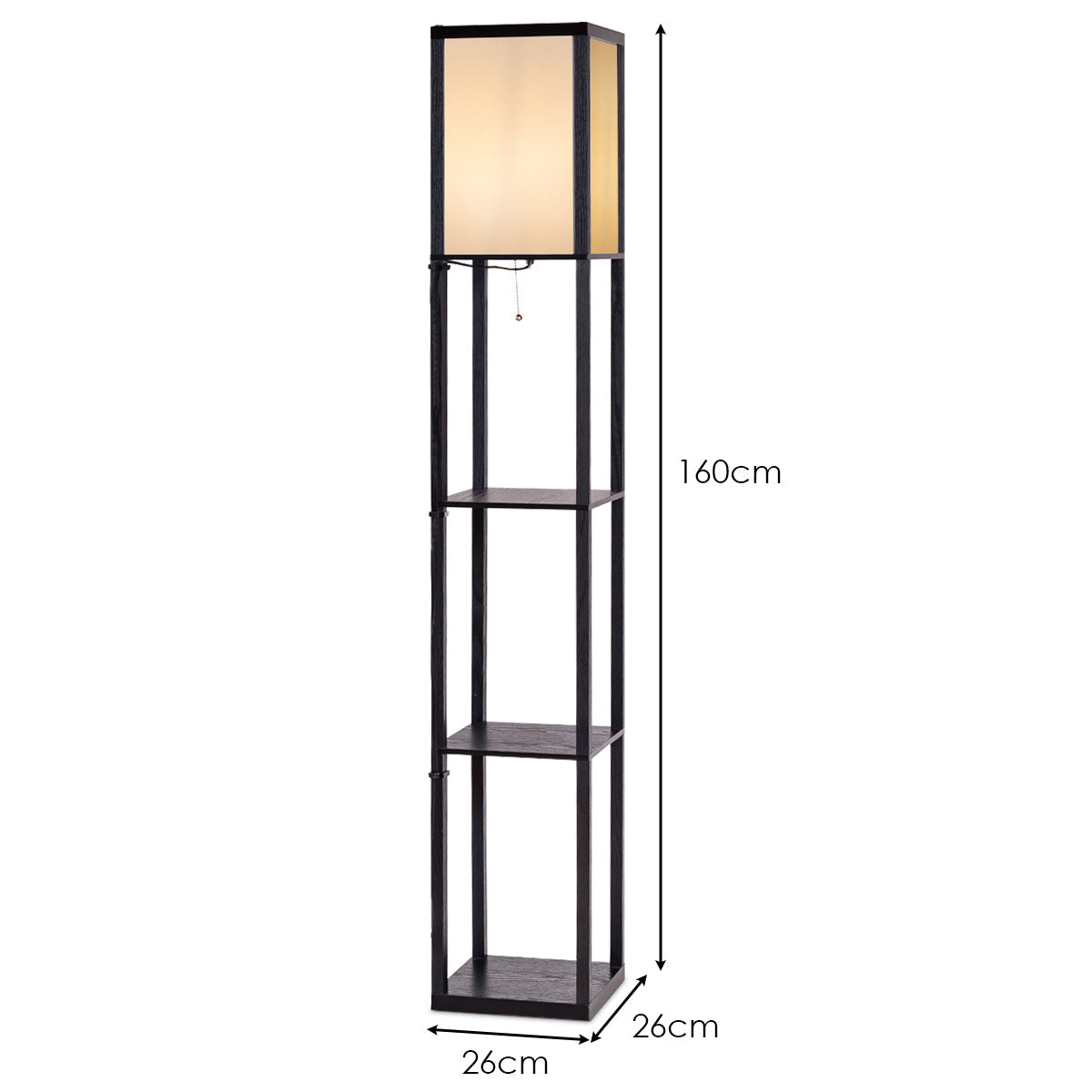 Coast 3-niveau leglamp plank moderne vloerlamp vloerlamp 26 x 26 x 160 cm zwart