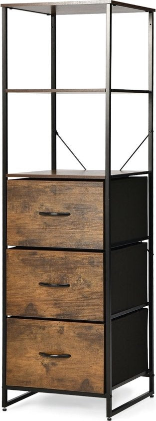 Coast Staande Boekenkast Met Laden - 43 x 39 x 156 cm - Bruin