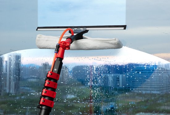 Nexxt Telescopische Waterbezem 6,5m - Grote Borstelkop - Ramenwasser Telescopisch - Wasborstel met Telescopische Steel - Zeepdispenser