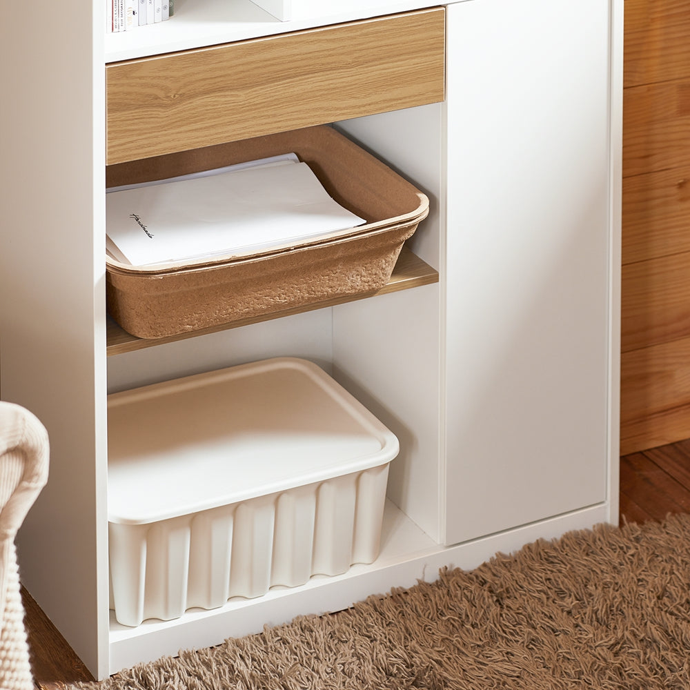 SoBuy STR11-WN compacte witte boekenkast met lade en opbergruimte, 72 x 30 x 110 cm