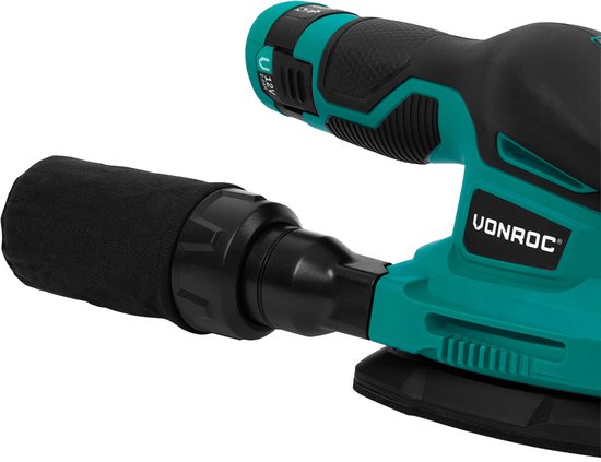 VONROC Accu Schuurmachine 12V - Incl. Accu, usb-c kabel en schuurpapier