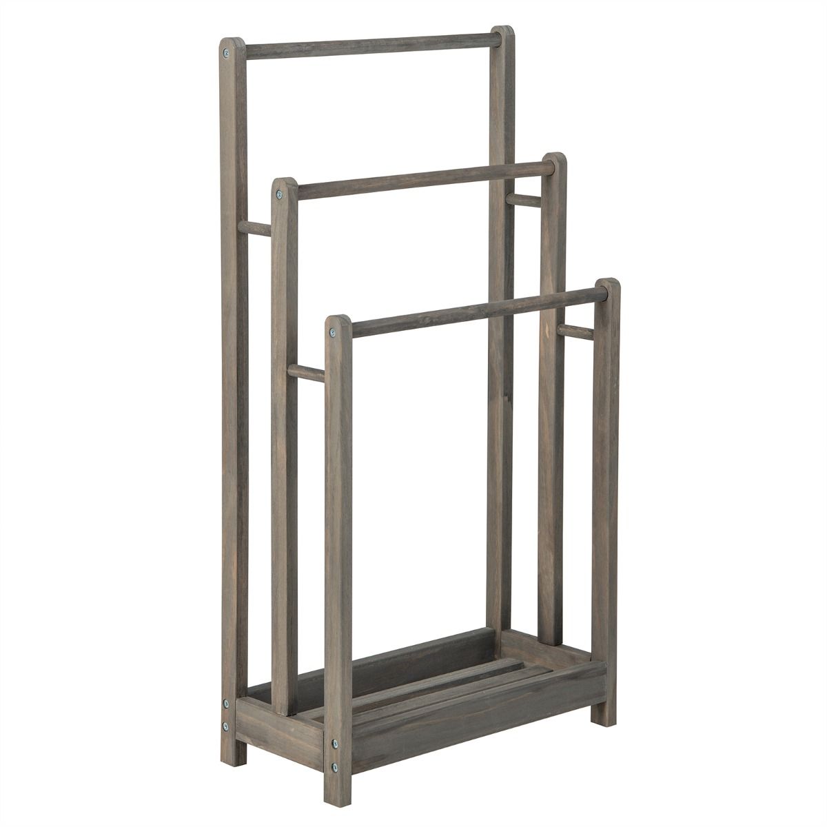 Coast Houten Handdoekenrek - 3 niveaus - Onderste opbergrek - Rustiek grijs - 45 x 22 x 86 cm