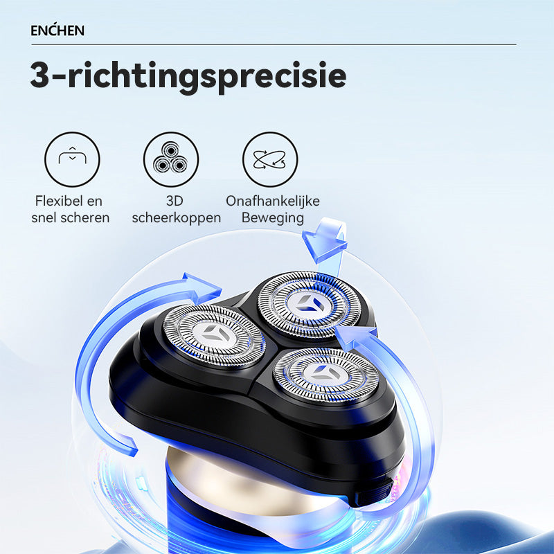 ENCHEN BlackStone 6 elektrische roterende scheerapparaat voor mannen met 3D zwevende scheerbladen en oplaadbaar via USB Type-C, 1 stuk