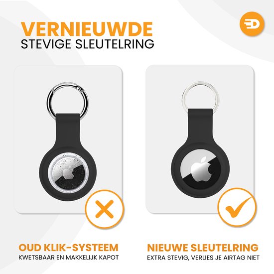 Drivv. AirTag Sleutelhanger - 2 stuks - AirTag Houder - Stevig Siliconen - Zwart