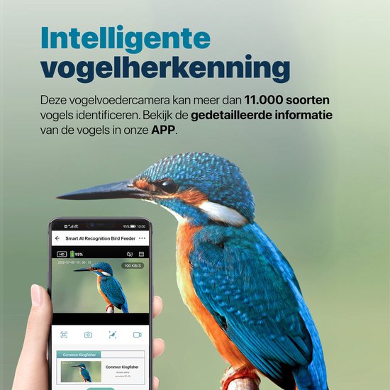 BOME - Vogelvoederhuisje - Camera en Audio - AI Vogelherkenning - Hout - Dubbel zonnepaneel - Hangend