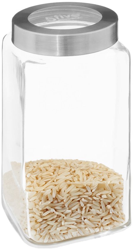 5Five voedsel voorraadpot MIRO met draaideksel - glas - 2L - 11 x 23 cm - voorraadpotten - transparant - weckpot