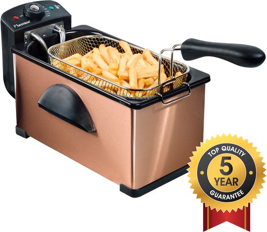 Bestron Frituurpan 3.5 liter - AF370CO - Friteuse 2000W - Kijkvenster - Koper