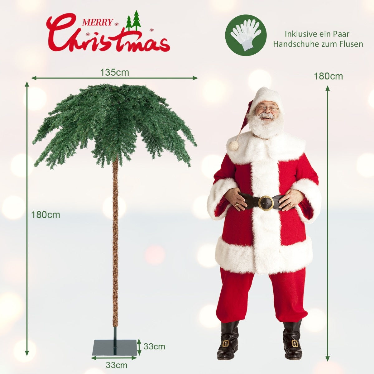 Coast Kerstboom Kerstpalm MET 250 Warme Witte LED -lichten - 813 takken - 180 cm
