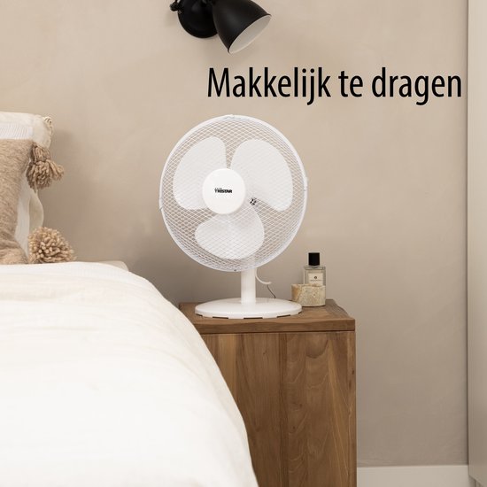 Tristar Tafelventilator 30 cm – 3 Snelheden – 85° Oscillatie – Verstelbare Luchtstroom – VE-5724 – Wit