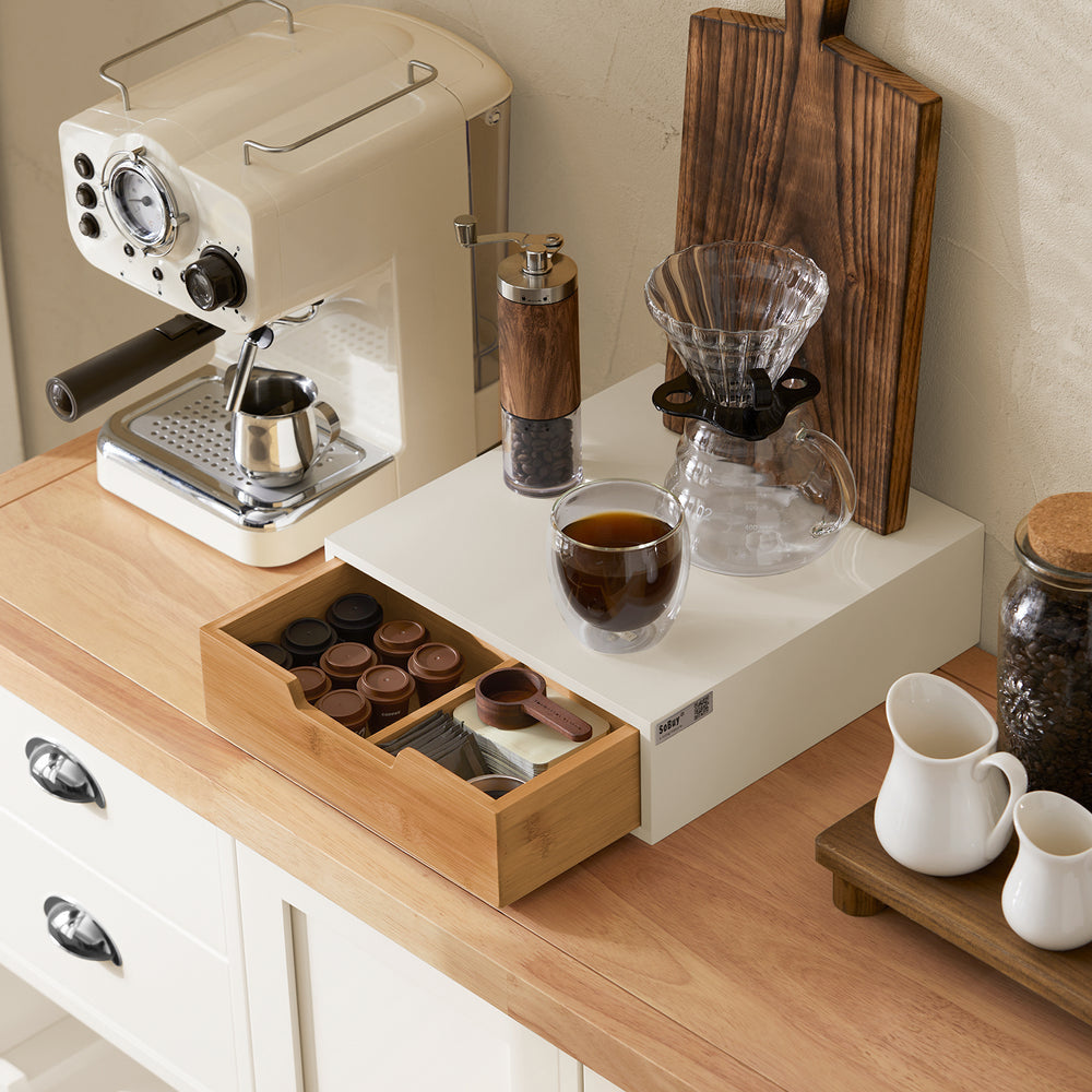 SoBuy FRG179-WN Capsulehouder Voor Koffie - Bamboe - 30x9x31 cm